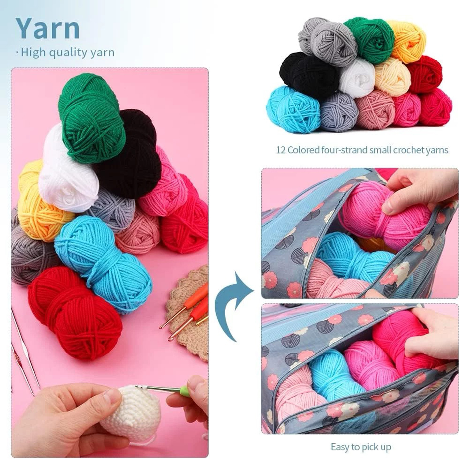 Wiher Crochet Kit for Beginners, 130-Piece Complete Set photo 4