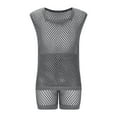 thumbnail image 4 of Oplxuo Men's Crochet Shorts Beach Outfits Loose Sleeveless Summer Knitted Hollow Tank Top 2 Piece Casual Vacation Sets, 4 of 5