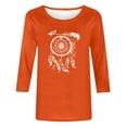 thumbnail image 4 of Heisall Women's Spring Autumn Tops 3/4 Sleeve Round Neck Casual Fashion Blouses Orange Festival Print Shirts, 4 of 4