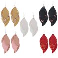 thumbnail image 4 of YSNOOWE 1Par Pendientes Colgantes De Cuero Rosa Con Lentejuelas Para Fiesta Y Uso Diario, 4 of 8