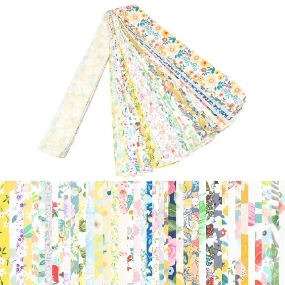 Austok 40Pcs Fabric Strips Roll Floral Print Fabric Patchwork Roll Cotton Fabric Quilting Strips Cuttable Quilting Fabric Roll Multifunctional Fabric Jelly Roll for DIY Crafts Sewing
