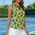 thumbnail image 5 of Uorisanigo Cute Ladybug Women's Golf Shirt Comfortable Polyester Spandex Fabric Women's Sleeveless Golf Tennis Shirts with Zipper Flower Daily Wear for Women, 5 of 7