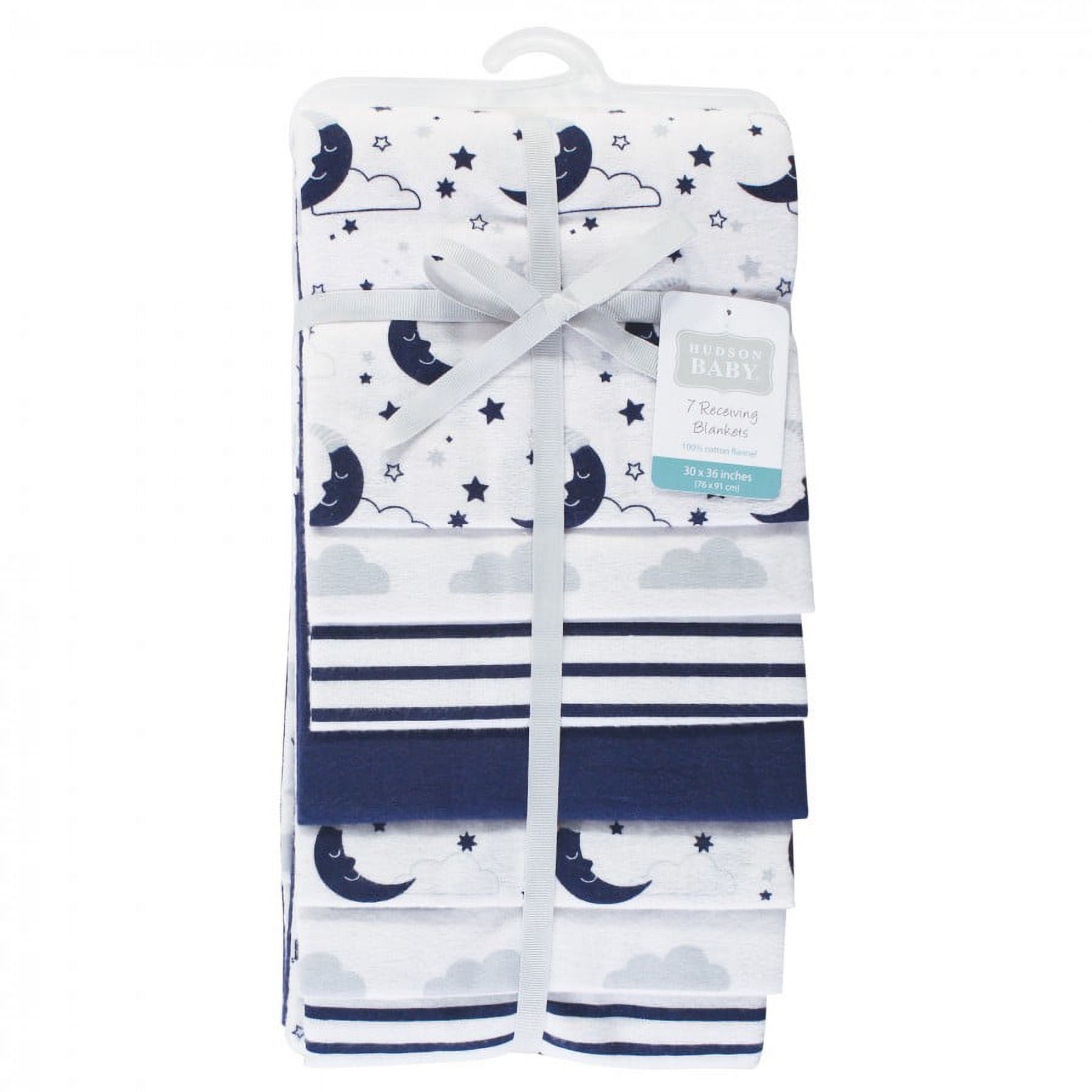 Hudson Baby Infant Cotton Flannel Receiving Blankets Bundle, Moon, One Size