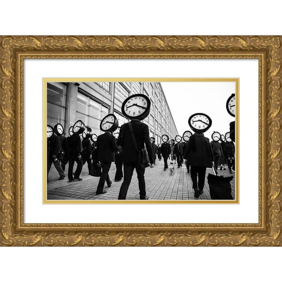 Biplani 18x13 Gold Ornate Wood Framed with Double Matting Museum Art Print Titled - FreeDog a ClockHeads