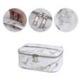 thumbnail image 3 of 4 Pcs Cosmetic Bag Makeup Bag for Travel Portable Makeup Bag with Modern Marble Waterproof Pu Leather White, 3 of 4