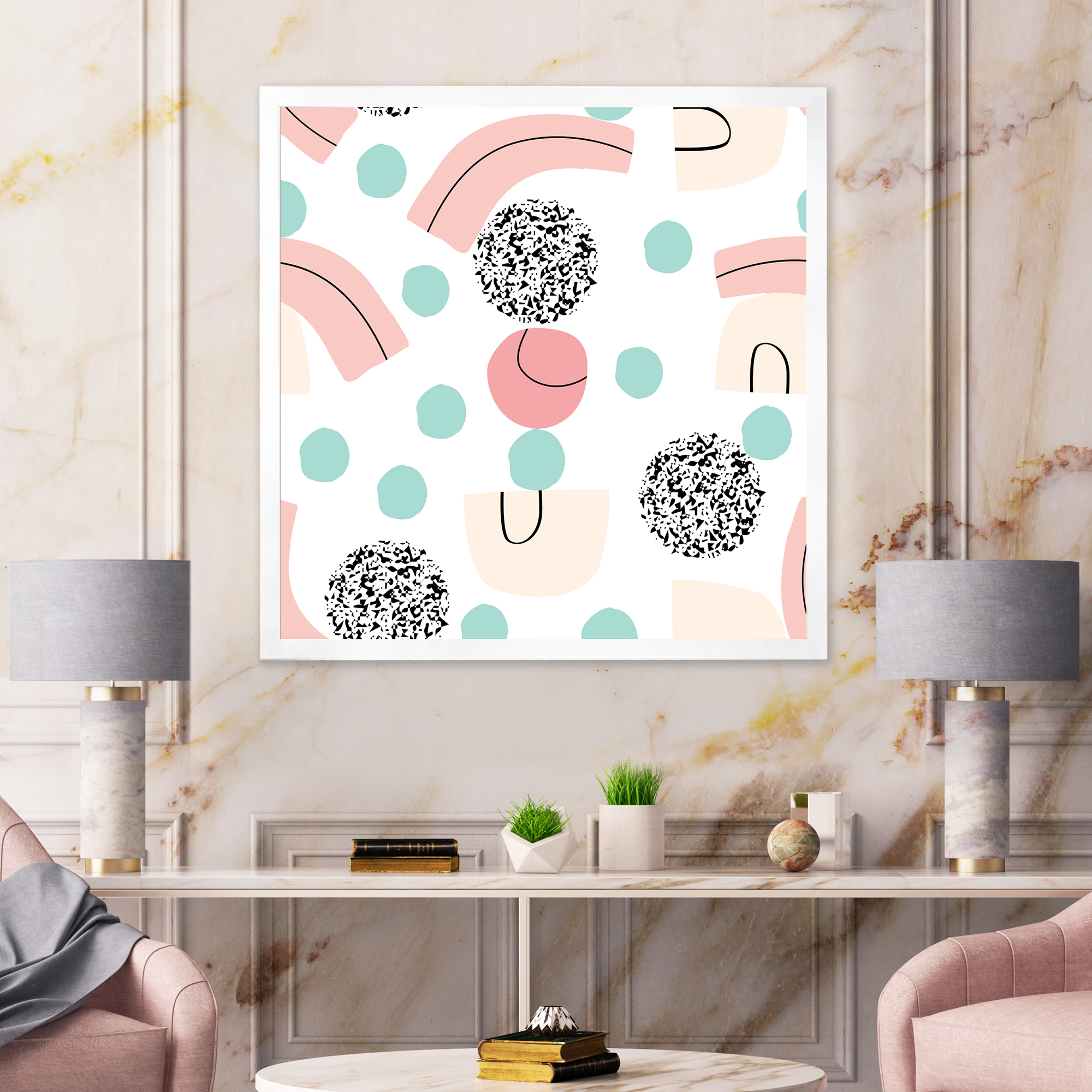 Designart 'Elements and Organic In Pastel Tones' Modern Framed Art Print