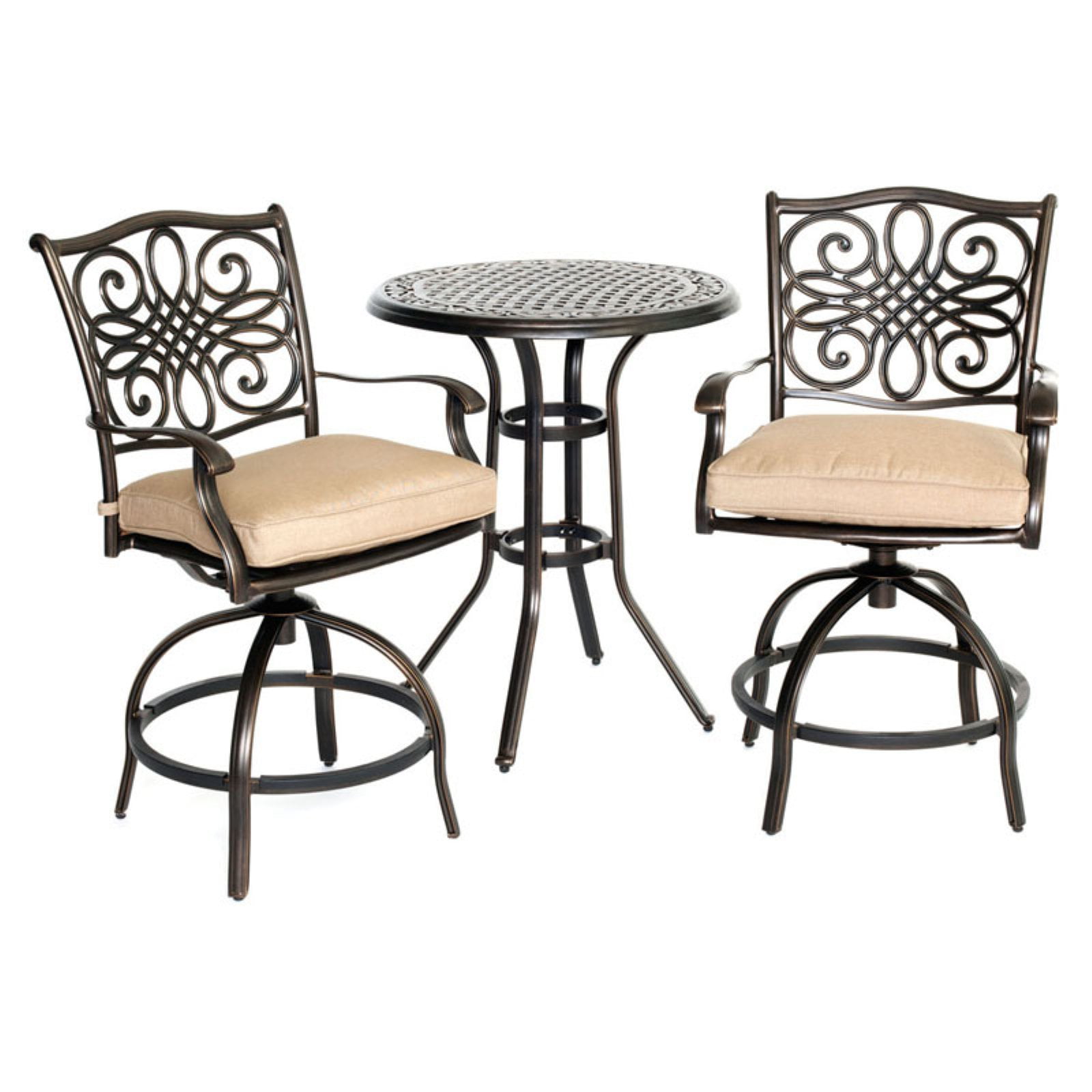 Hanover Outdoor Traditions 3Piece HighDining Bistro Set, Natural Oat