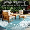 thumbnail image 6 of SIXHOME Outdoor Rug 8'x10' Waterproof Reversible Patio Rug Floral Border Plastic Straw Indoor Outdoor Rug for RV Camping Garden Picnic Beach Deck Backyard Porch Decor Light Blue, 6 of 7