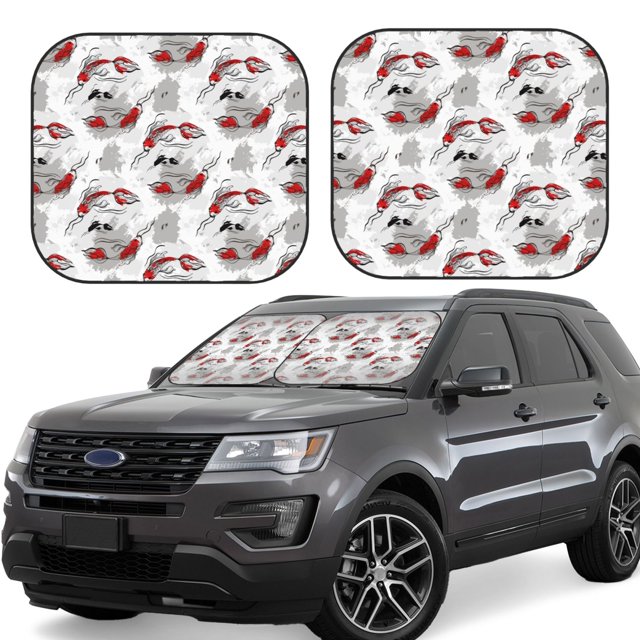 Fotbe Koi Fish Juego de 2 Piezas de Parasoles para Parabrisas | Bloqueador Solar para Auto | Accesorios Plegables para Protección Solar Interior-Small