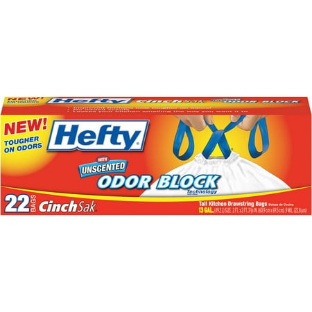 Hefty CinchSak Tall Drawstring 13 Gallon Kitchen Bags With Odor Block