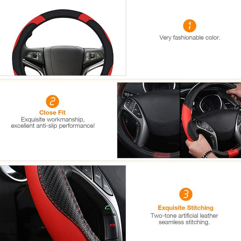 Car Steering Cover Black Red Dual Tone Universal For All Car