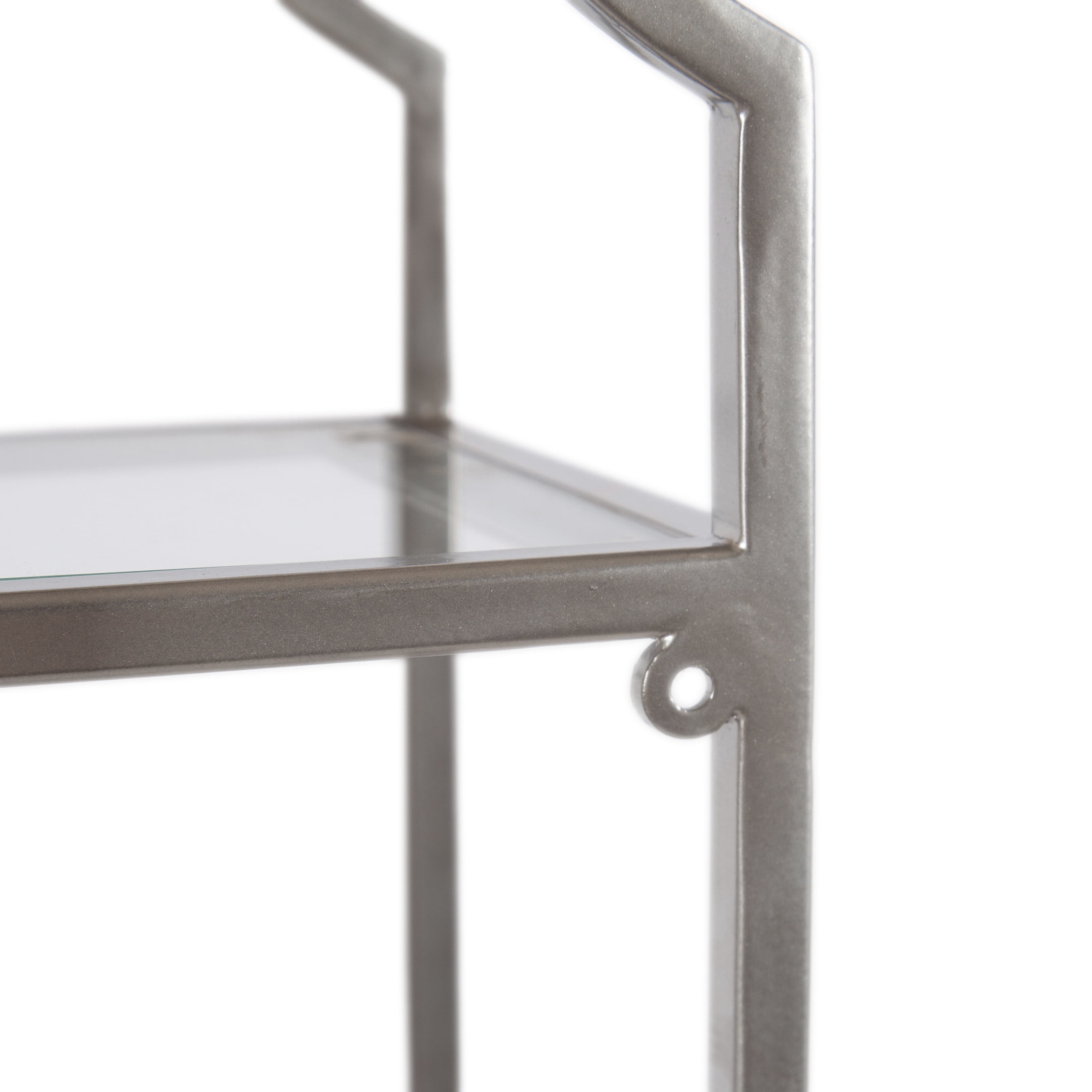 Kate and Laurel Leanna Three-Tiered Wall Shelf, 20 x 32, Silver, Decorative Floating Shelf Storage and Wall Organizer for Bathroom Over Toilet Storage or Display