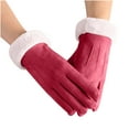 thumbnail image 2 of Lilgiuy Women's Winter Warm Gloves Fashion Solid Color Suede Lovely Daily Thickened Coldproof Soft Mittens for Hiking Camping Mountaining Red, 2 of 4