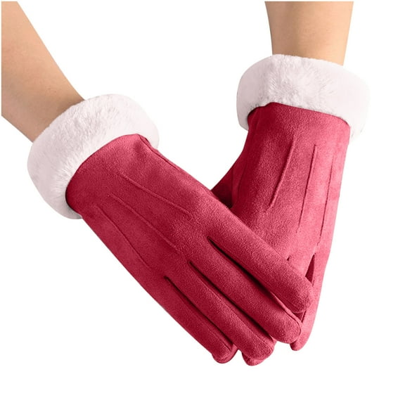 Honeeladyy Gloves for Running in Cold Weather, Women's Warm Suede In And Winter Lovely Daily Warm Gloves Thickened In Winter