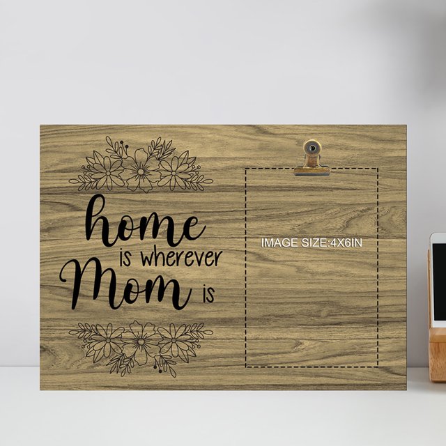 Fiudx Marco de Fotos para El Día de La Madre, Decoración de Mesa de Madera, Elegante Adorno de Escritorio, Diseño de Patrón Transparente, Versátil para Sala de Estar, Dormitorio, Oficina, Regalo Idea
