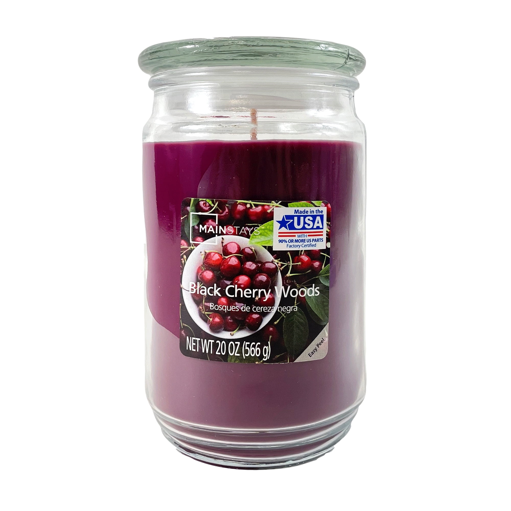 Mainstays Black Cherry Woods Scented Single-Wick Large Glass Jar Candle, 20 oz.