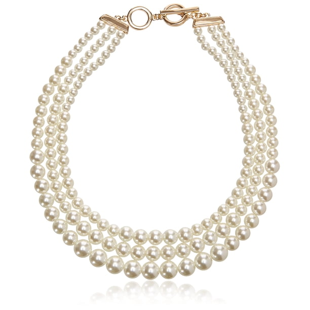 Anne Klein Collar de perlas blancas en tono dorado para mujer Dorado/Blanco 0