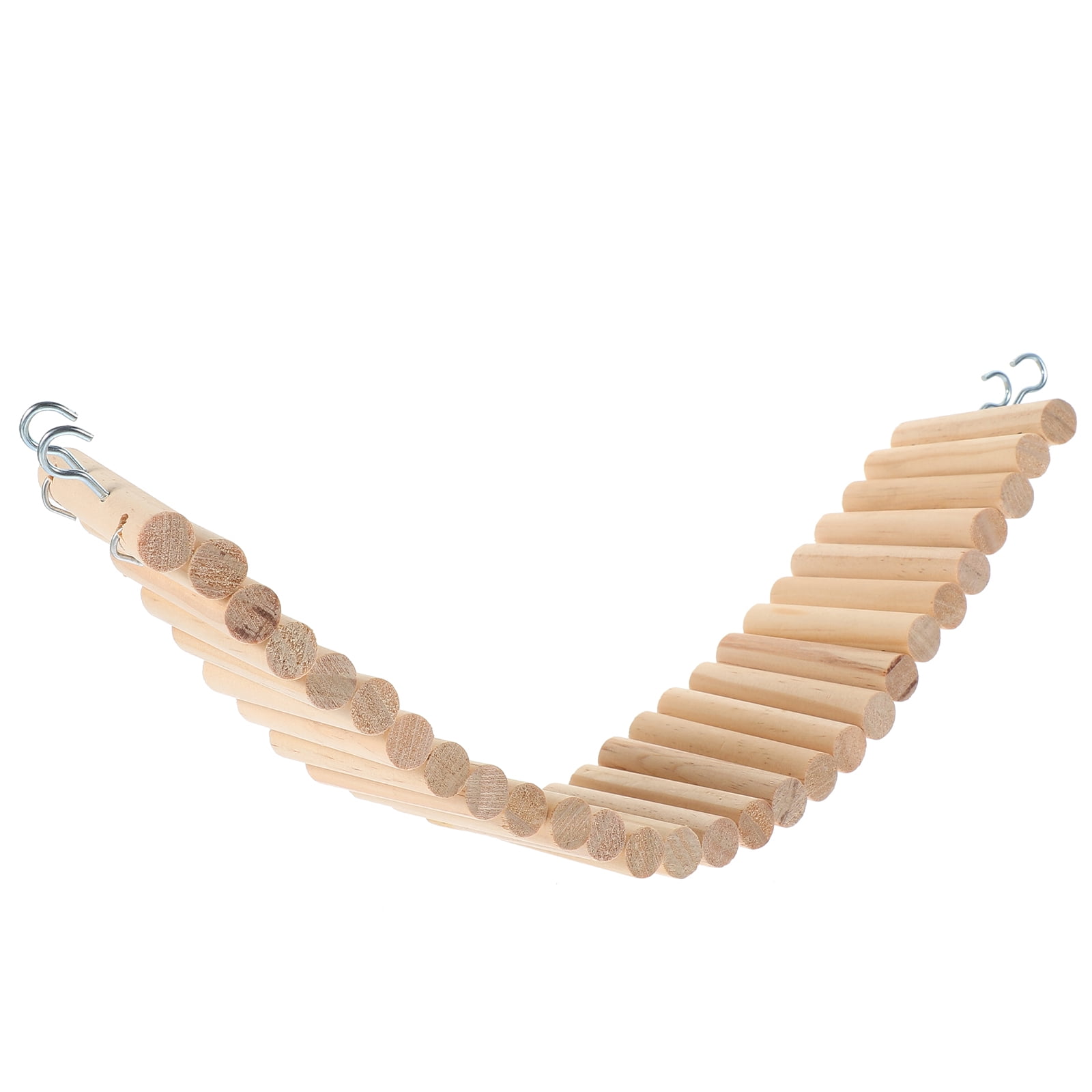 FRCOLOR 1Pc Wooden Pet Ladder Bridge for Hamsters and Small Birds with Hanging Hook and Beige Finish