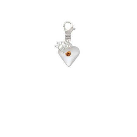 Silvertone Large November - Yellow Crystal Heart - 2019 Clip on