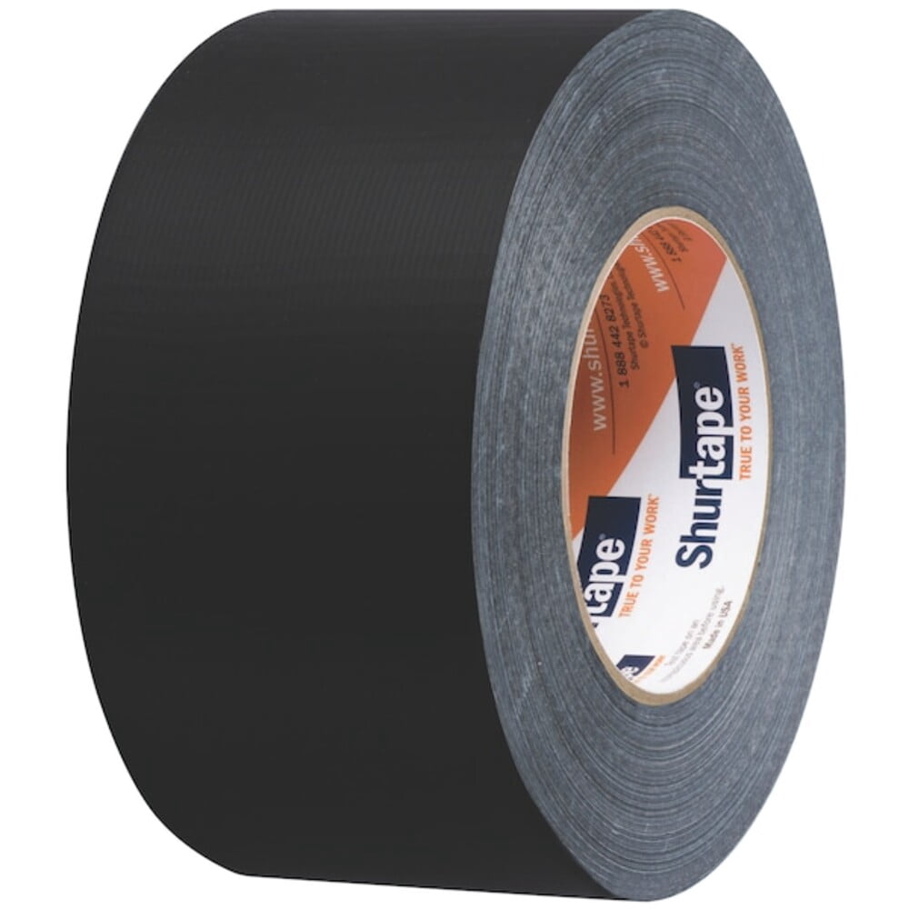 Shurtape Duct Tape,Black,2 13/16inx60 yd,PK16 PC 618 BLK-72mm x 55m-16 rls/cs