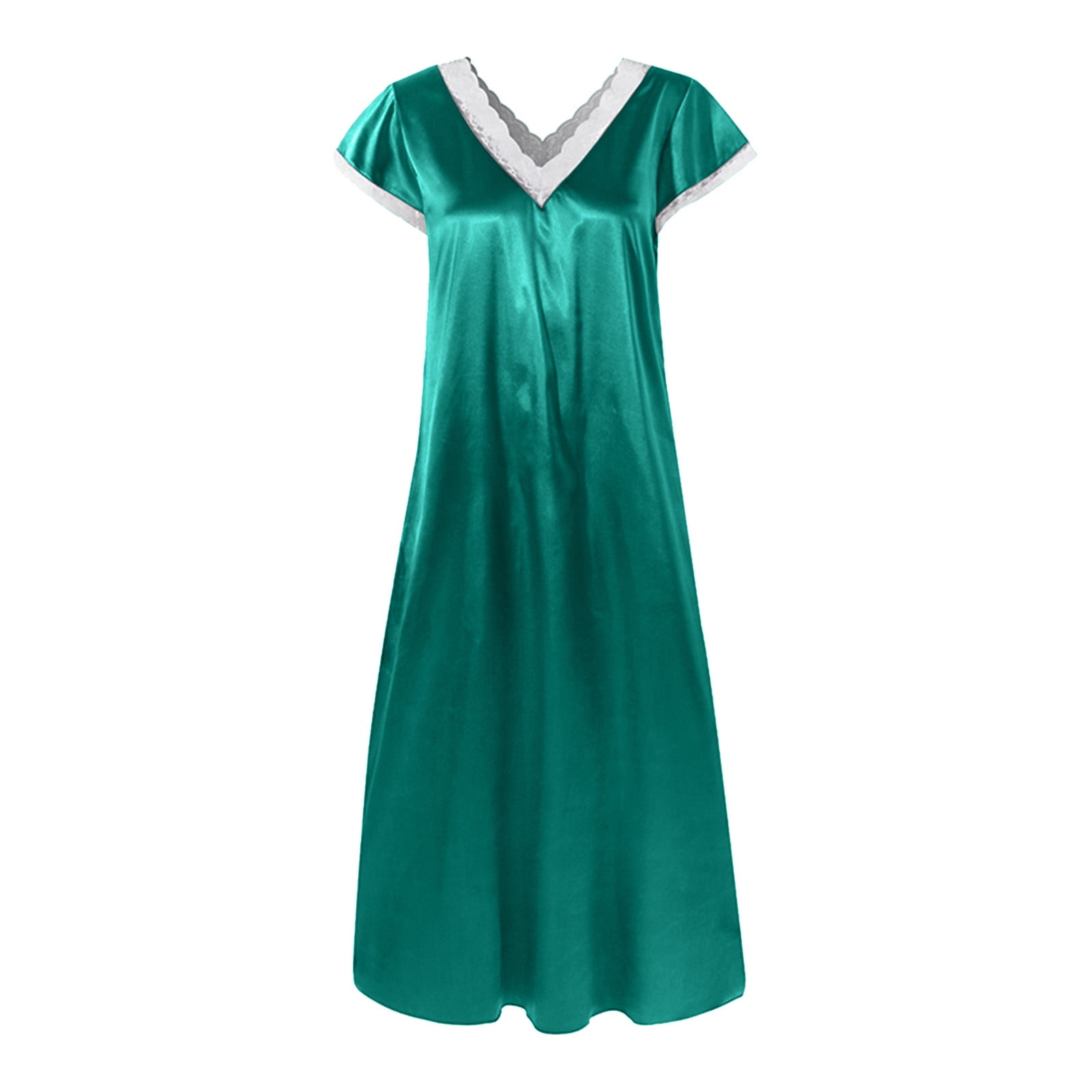 BONIXOOM Christmas Pajamas For Women Thanksgiving Pajamas Sleepwear None Short Sleeve Sleep Tops Solid Green M