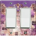 thumbnail image 1 of Metal Light Switch Plate Cover Elegant Purple Cat Newspaper Frame Damask DAM071, 1 of 1