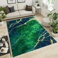 thumbnail image 3 of 5x7 Area Rug, Emerald Green Carpet, Vintage Marble Abstract Entrance Mat, Easy to Clean Noise Reduction Non-Shedding with Non-Slip Rug for Door Mats Porch Hotels, 3 of 7