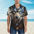 thumbnail image 4 of Daiia Vintage Blue Floral Wolf Hawaiian Shirt for Men Gentle Cotton Regular Short Sleeve Casual-X-Large, 4 of 9