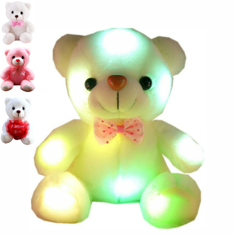 igloofy Light up Teddy Bear Stuffed Animal - Colorful Glowing Plush - Comfy  Led Soft Gift for Her, Baby Toys, Plushie Cuddly & Portable Size 9.5 Inch