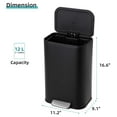 thumbnail image 4 of 12L Stainless Steel Step Trash Can with Soft-Close Lid – Hands-Free Kitchen & Bathroom Garbage Bin, 4 of 8