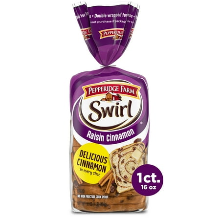 3x- Pepperidge Farm Raisin Cinnamon Swirl Breakfast Bread, 16 oz Loaf