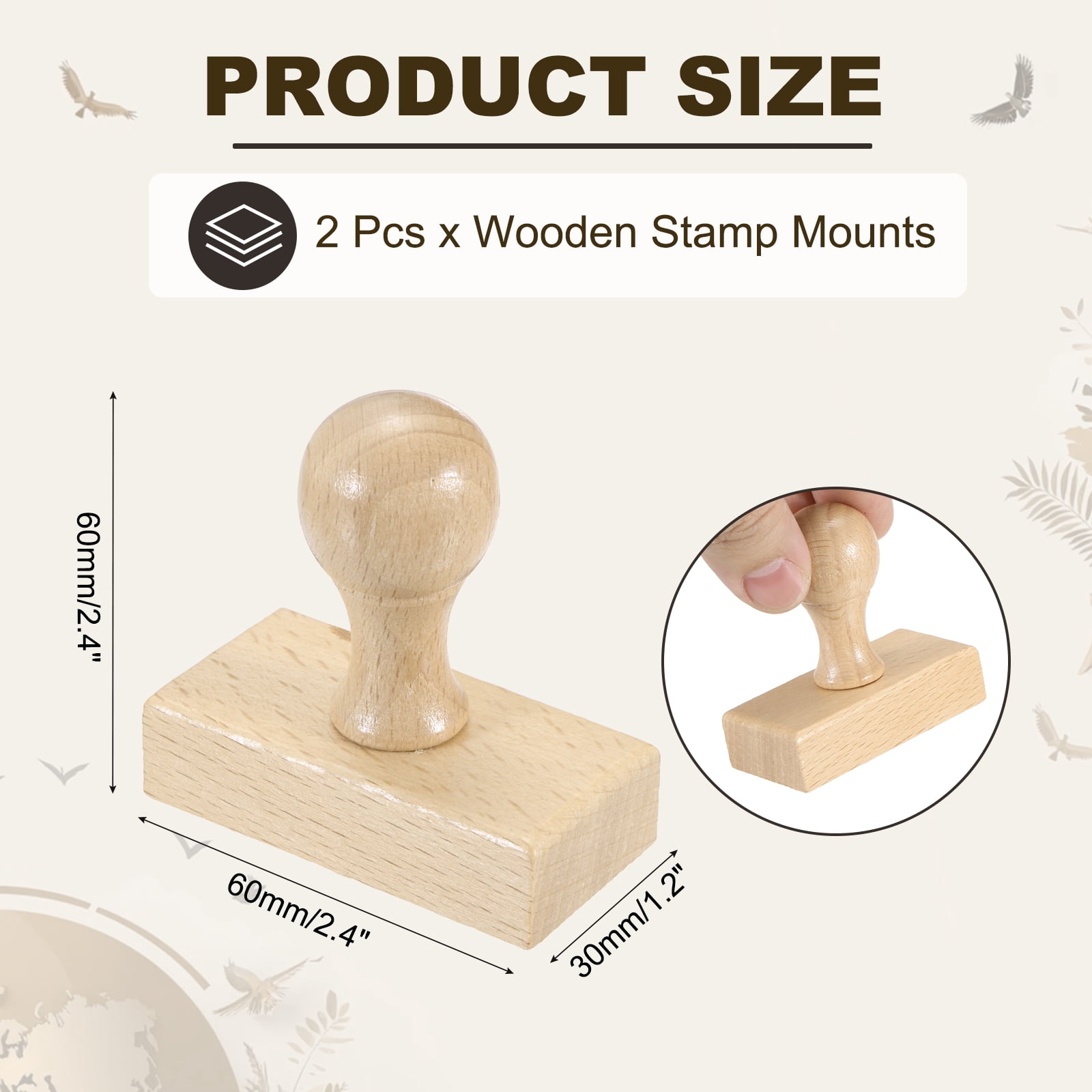 Unique Bargains Stamp Round Handle Blank Seal Beech for DIY Scrapbooking 2.36"x1.18" 2Pcs