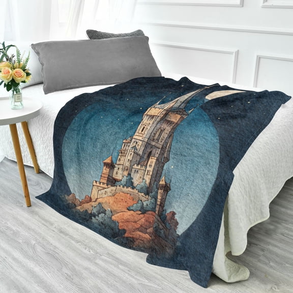 Fluorescent Cover blanket 70x55 inch frannel blanket Office nap blanket Camping blanket Bedding travel blanket Glow blanket Watercolor Castle