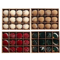 12-Pack Flocked And Beaded Christmas Balls Decorative Hanging Ornaments For Christmas Tree Shatterproof Christmas Tree Decorations Hanging Ball for Holiday Party Home Decoration