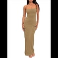 thumbnail image 1 of Vestido Ajustado con Tirantes Finos para Mujer, Informal, de Verano Caqui XL, 1 of 8