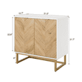 thumbnail image 3 of HOYUTO Modern White Storage Cabinet with Herringbone Wood Doors & Gold Metal Base - Accent Buffet Sideboard with Adjustable Shelves for Living Room, Dining Room, Entryway - 31.5"L x 15.7"W x 31.7"H, 3 of 13