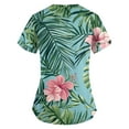 thumbnail image 4 of SAATLERI Hawaiian Scrub Tops Women Stretchy V Neck Floral Pattern Short Sleeve Nurse Tops Holiday Medical Uniform, 4 of 4