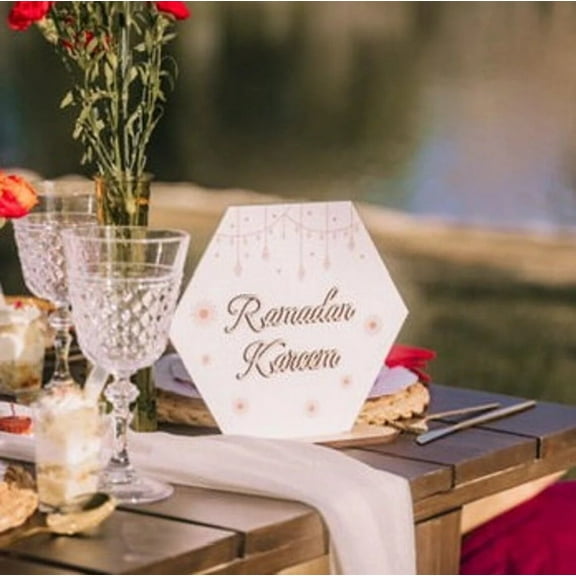 Double Sided Ramadan Kareem & Eid Mubarak Sign - Ramadan Decor & Table Decor