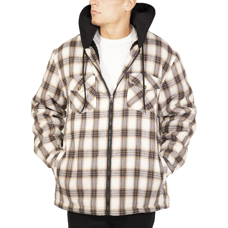 Sherpa lined flannel hoodie sale