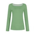 thumbnail image 4 of TQWQT Women Tops Slim Fit Long Sleeve Shirt Light Green Square Neck Slim Fit Crop Tops T Shirt Y2k Trendy Going Out Cute Winter Outfits XXL, 4 of 6