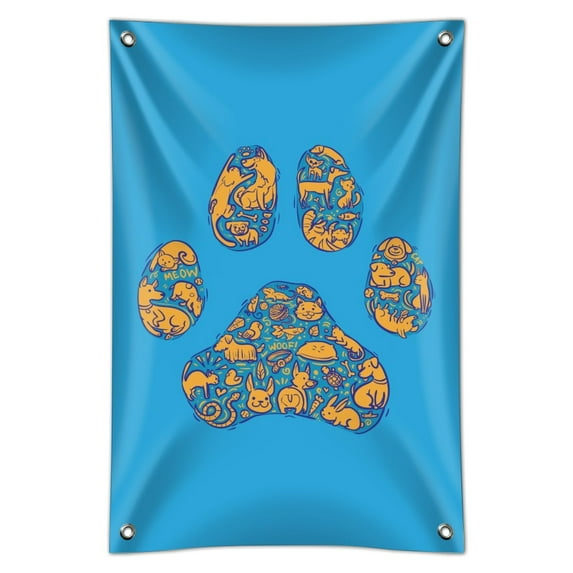 Pets Paw Print with Dog Cat Animal Details Home Business Office Sign