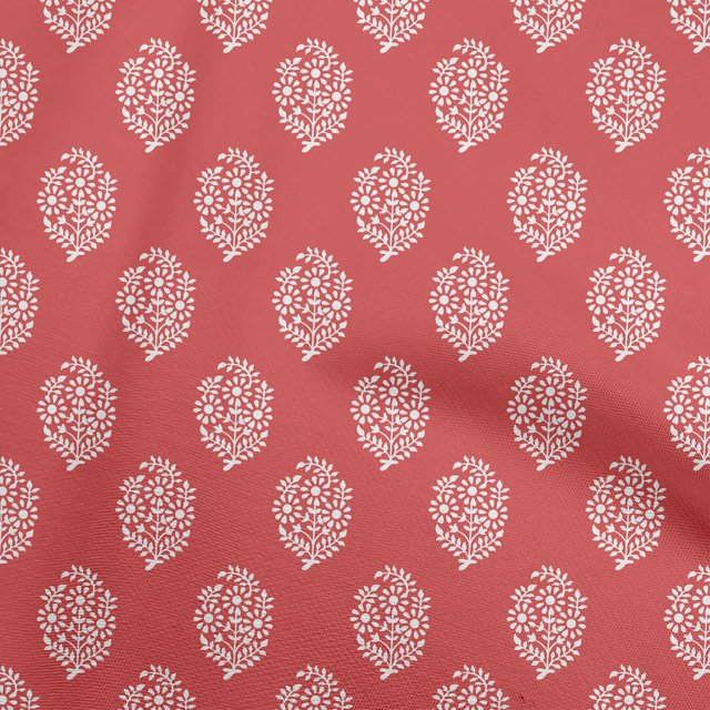 oneOone Popeline de Coton Rouge Tissu à Blocs Matière de Robe Tissu Imprimé Tissu au Mètre 56 Pouces de Large-4x