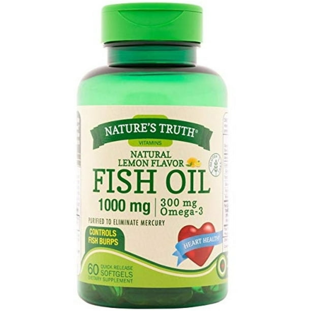 Nature's Truth Fish Oil Natural Lemon Softgels, 1000 mg, 60 Count