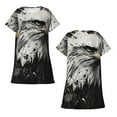 thumbnail image 5 of Lafuoo Ink Style Bald Eagle Pattern Women's Short-sleeved Nightdress, Knee-length Pullover Nightgown, Summer Home Wear-X-Large, 5 of 8