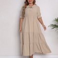 thumbnail image 6 of Black*Friday Discounted Items under $5 GaThRRgYP Summer Dresses for Women 2025,Women's Fashion Sexy Summer Round -Neck Solid Color Short Sleeve Bow Plus Size Dress, 6 of 9