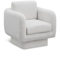 Meridian Furniture Alessandra Cream Chenille Fabric Swivel Accent Chair