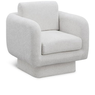 Meridian Furniture Alessandra Cream Chenille Fabric Swivel Accent Chair