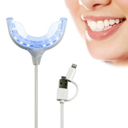 Blue LED Light Teeth Whitening Accelerator Light with Mouth Tray for Iphone, Android, USB, Work with Teeth Whitening Gel or