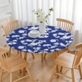thumbnail image 3 of Round Elastic Tablecloth with Allover Botanical Pattern, Made from Easy Clean Polyester, Perfect for Garden Decor or Family Meals, Fits 44-52 Inch, 3 of 4