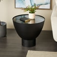 thumbnail image 2 of DecMode 22" x 19" Black Metal Geometric Accent Table with Glass Tabletop and Elevated Base, 1-Piece, 2 of 9
